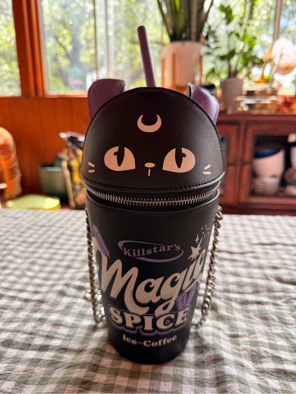 Killstar Black & Purple Cat Ice-Coffee Crossbody Pouch